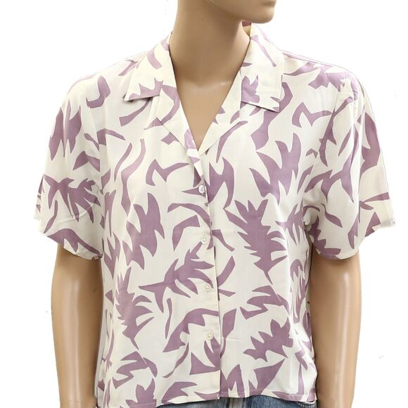 Mollusk California Womens Aloha Shirt Top Tropical Artwork Short Sleeve S 284640 - Picture 7 of 10